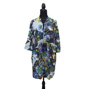 Johnny Was Floral Print Tunic Dress Ruffle Sleeve Bohemian Women's Medium